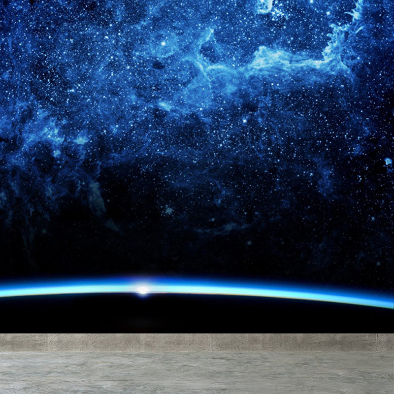 Extra Large Constellations Wall Mural Blue Non-Woven Wall Decor for Playroom, Custom