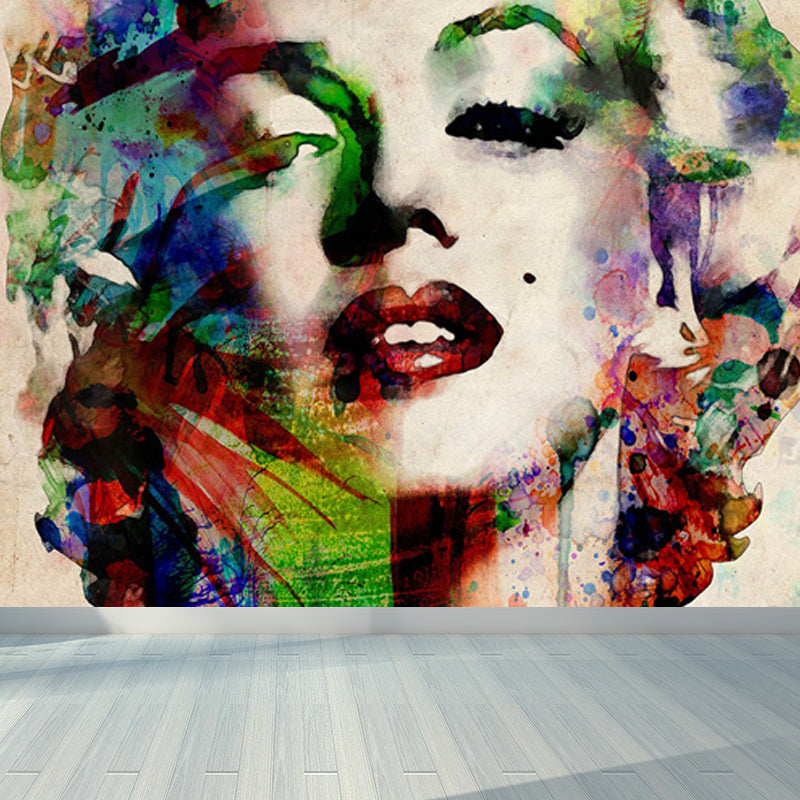 Modern Famous Female Mural Decal Pastel Color Water-Proof Wall Decor for Bathroom