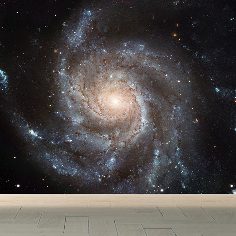 Modern Stars Spiral Wall Mural Non-Woven Stain-Proof Dark Color Wall Art for Boys Bedroom