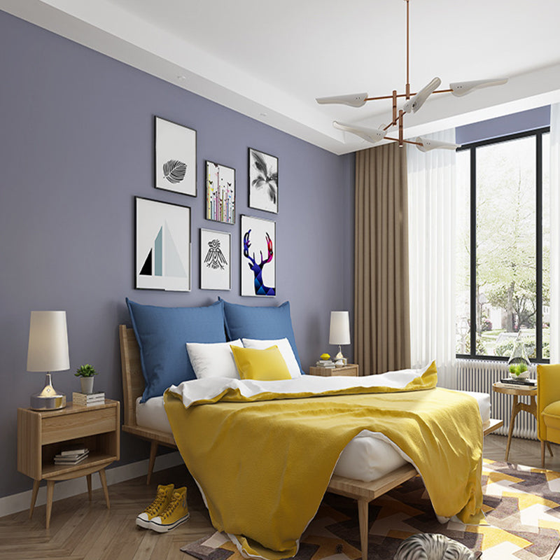 Dark Color Plain Wallpaper Roll Stain Resistant Simplicity Family Room Wall Decor