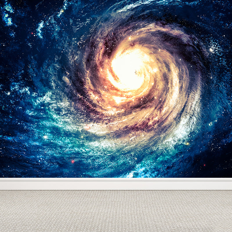 Modern Supernatural Stars Spiral Mural for Boys Bedroom Customised Wall Art in Dark Color