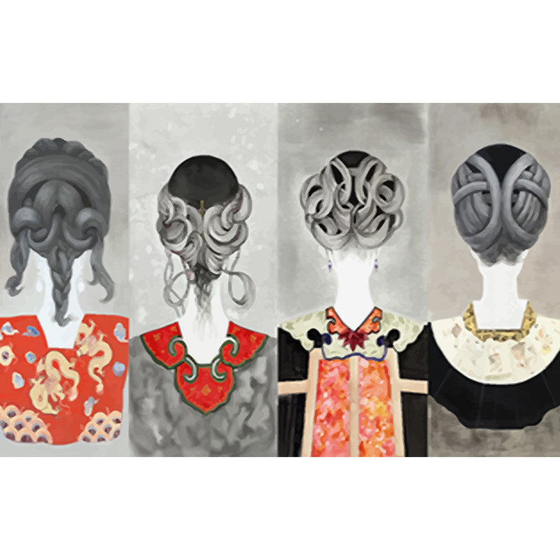 Female Character Print Mural Wallpaper Contemporary Non-Woven Material Wall Covering