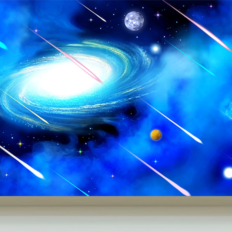 Contemporary Stars Spiral Scenery Mural Wallpaper Blue Astronomy and Space Wall Covering