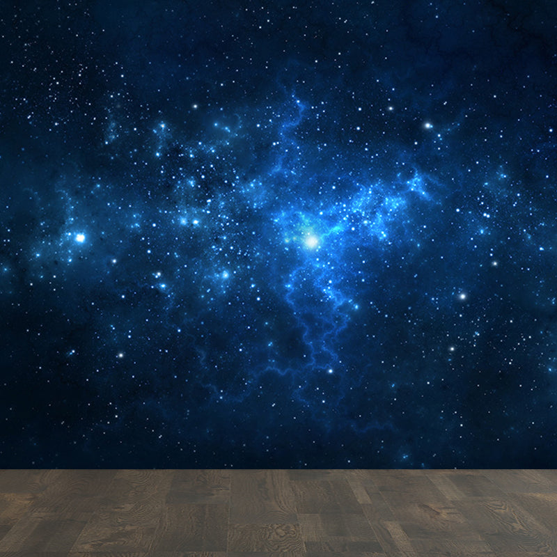 Dark Blue Dreamlike Asterism Mural Moisture Resistant Contemporary Bedroom Wall Art