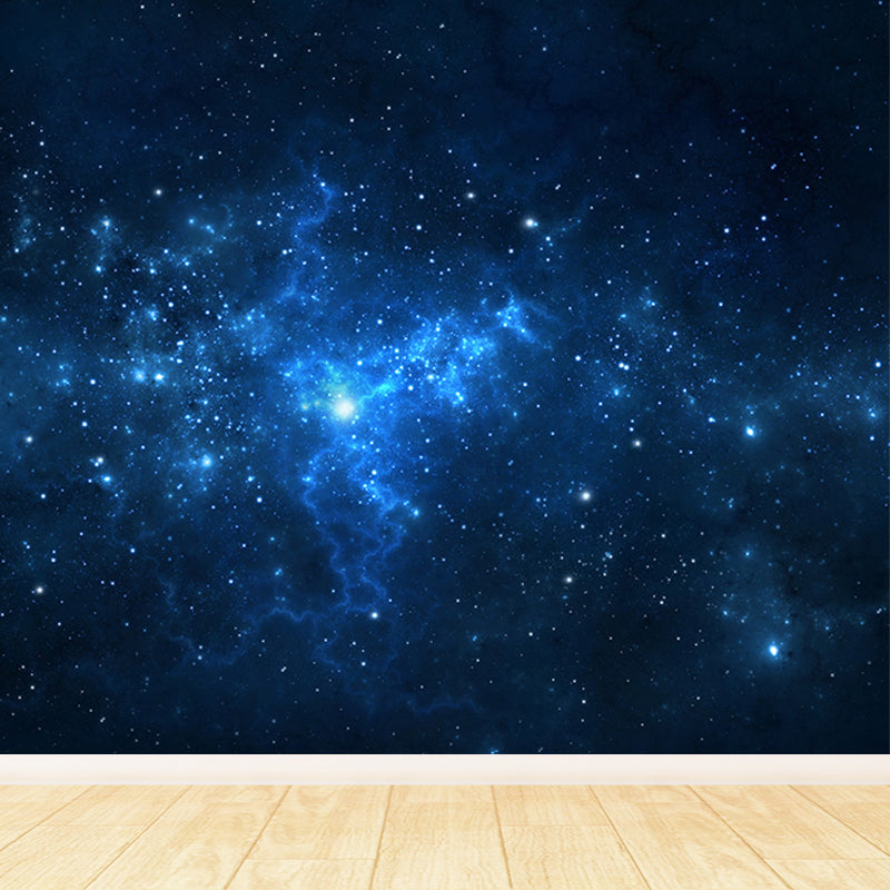 Dark Blue Dreamlike Asterism Mural Moisture Resistant Contemporary Bedroom Wall Art