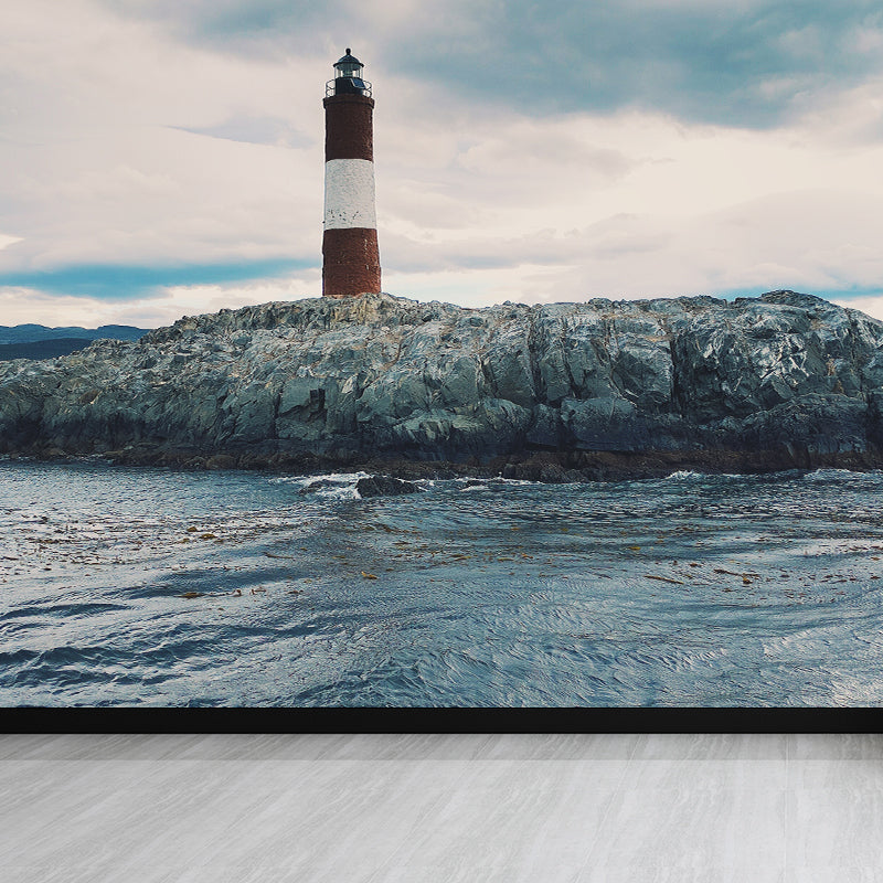 Grand Lighthouse Mural Wallpaper for Dining Room Human Landscape Wall Covering, Customized