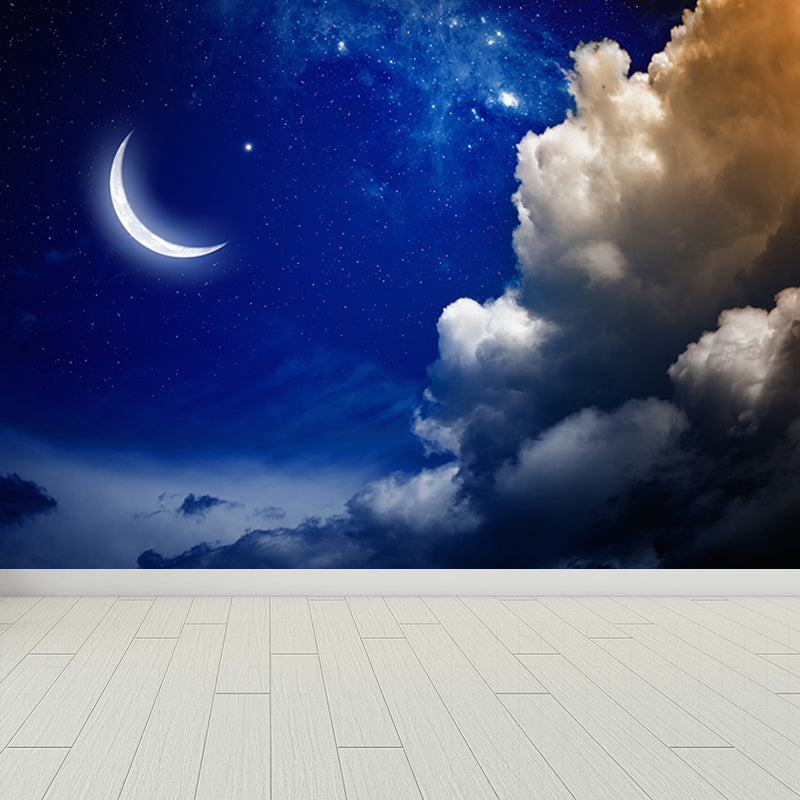 Stain Resistant Starry Night Mural Non-Woven Texture Modern Wall Decor for Girls Room