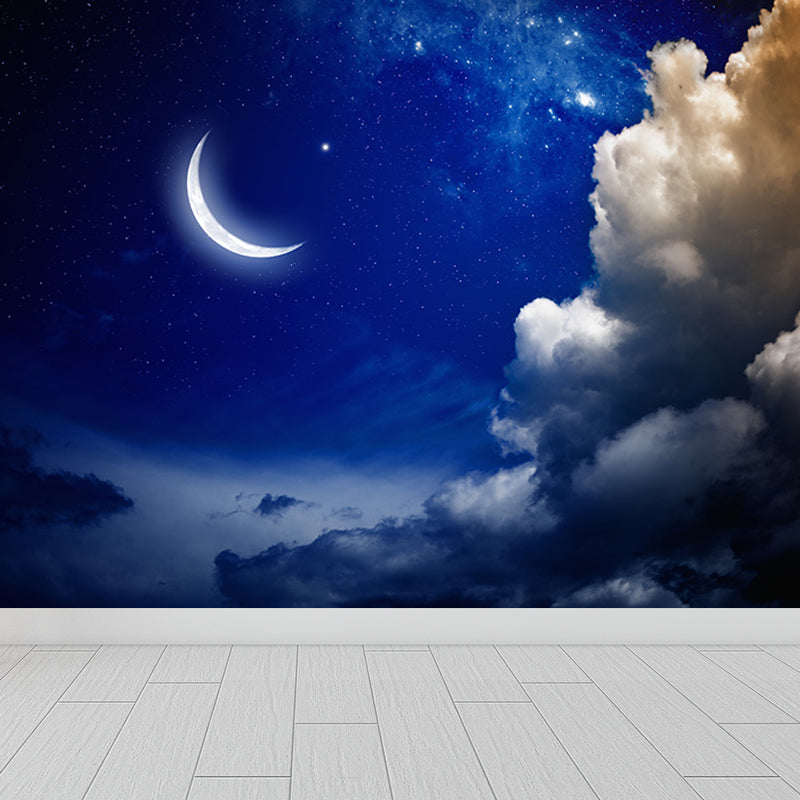 Stain Resistant Starry Night Mural Non-Woven Texture Modern Wall Decor for Girls Room