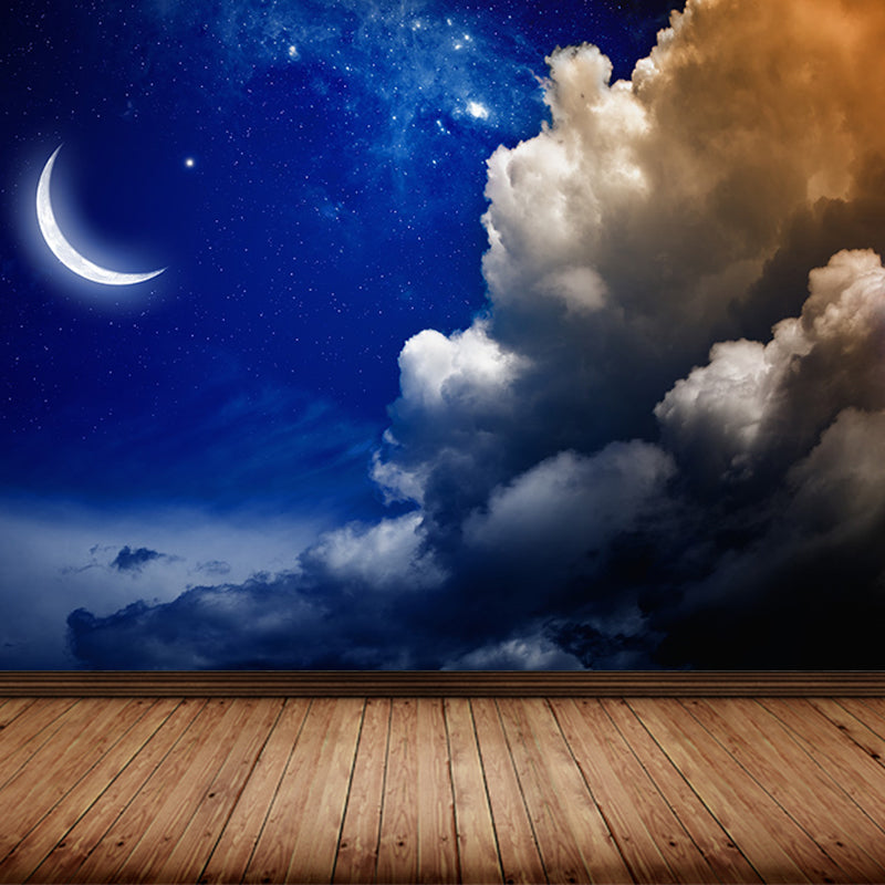 Stain Resistant Starry Night Mural Non-Woven Texture Modern Wall Decor for Girls Room