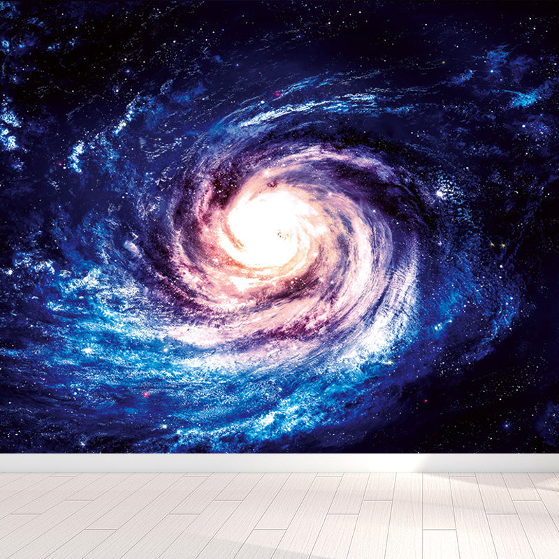 Contemporary Boys Mural Decal Miraculous Stars Spiral Scenery Blue Wall Covering