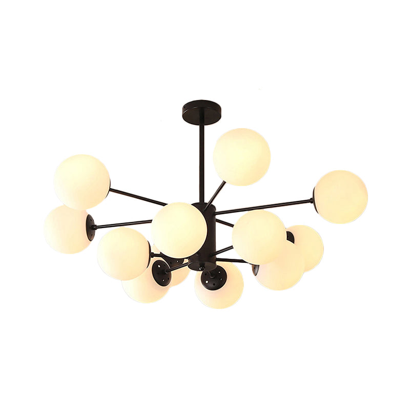 Amber/Blue/Clear Glass Spherical Chandelier Light Post Modern 6/8/10 Lights Black Pendant Lamp for Bedroom