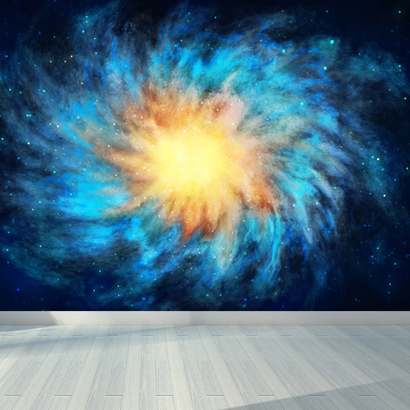 Contemporary Boys Mural Decal Miraculous Stars Spiral Scenery Blue Wall Covering