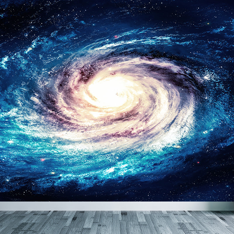 Contemporary Boys Mural Decal Miraculous Stars Spiral Scenery Blue Wall Covering