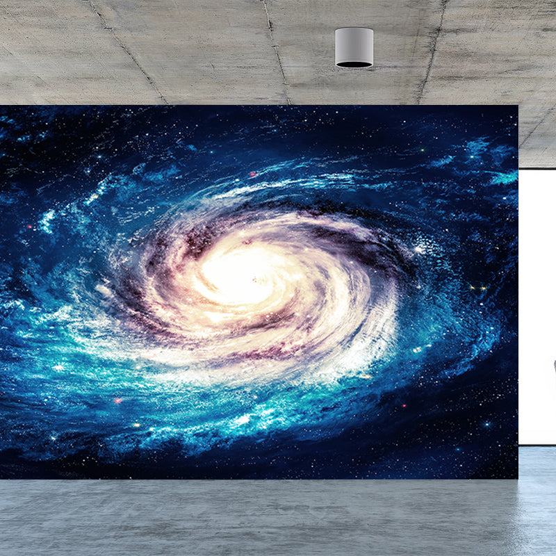 Contemporary Boys Mural Decal Miraculous Stars Spiral Scenery Blue Wall Covering