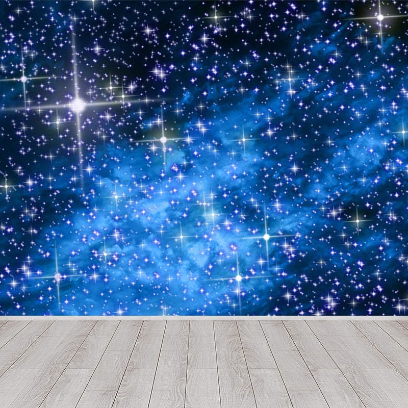 Dark Blue Nebula Mural Wallpaper Space Modern Washable Wall Covering for Kitchen