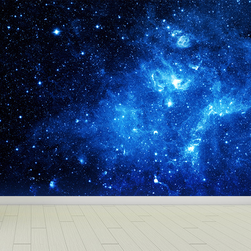 Dark Blue Nebula Mural Wallpaper Space Modern Washable Wall Covering for Kitchen