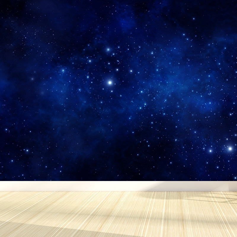 Dark Blue Nebula Mural Wallpaper Space Modern Washable Wall Covering for Kitchen