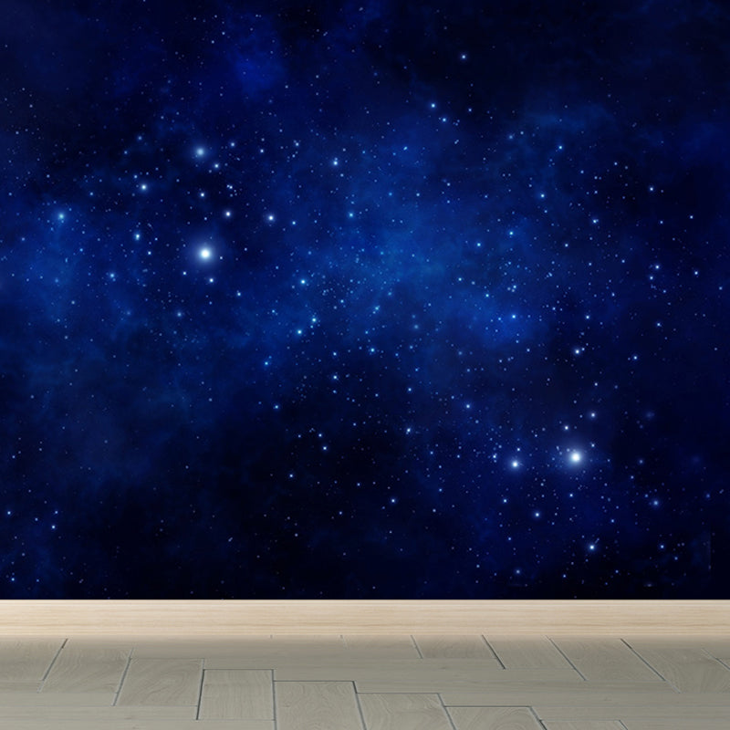 Dark Blue Nebula Mural Wallpaper Space Modern Washable Wall Covering for Kitchen