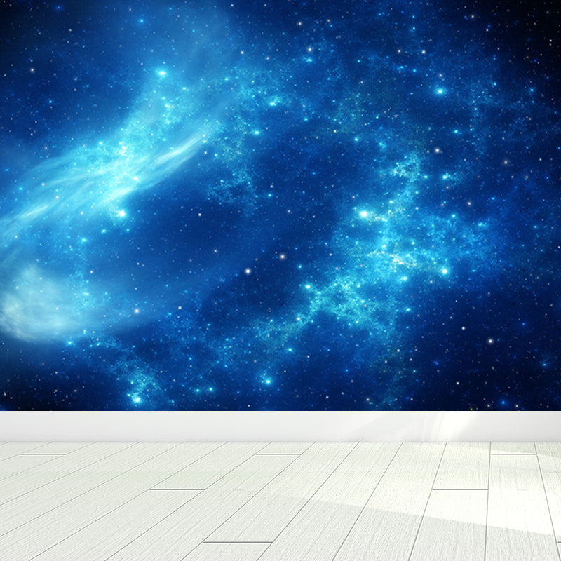 Dark Blue Nebula Mural Wallpaper Space Modern Washable Wall Covering for Kitchen