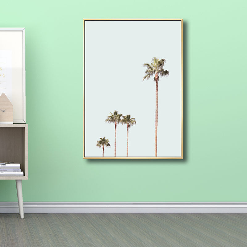 Coastal Coconut Tree Wall Decor Canvas Decorative Green Art Print for Great Room