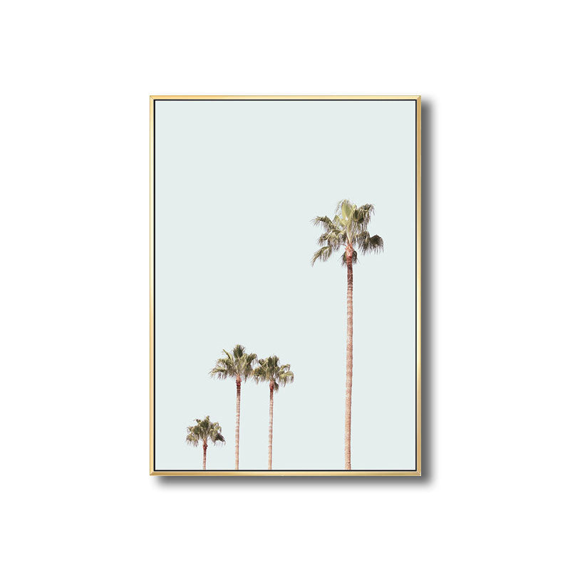 Coastal Coconut Tree Wall Decor Canvas Decorative Green Art Print for Great Room