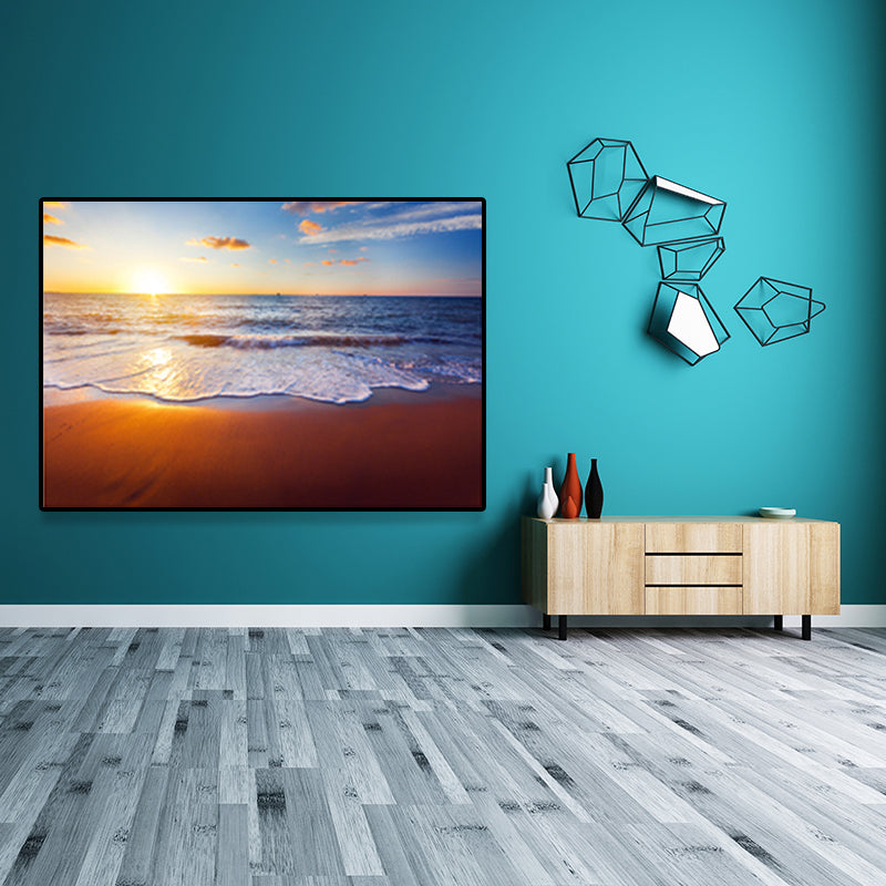 Photograph Coastal Canvas Wall Art Beach Scenery in Light Color for Sitting Room