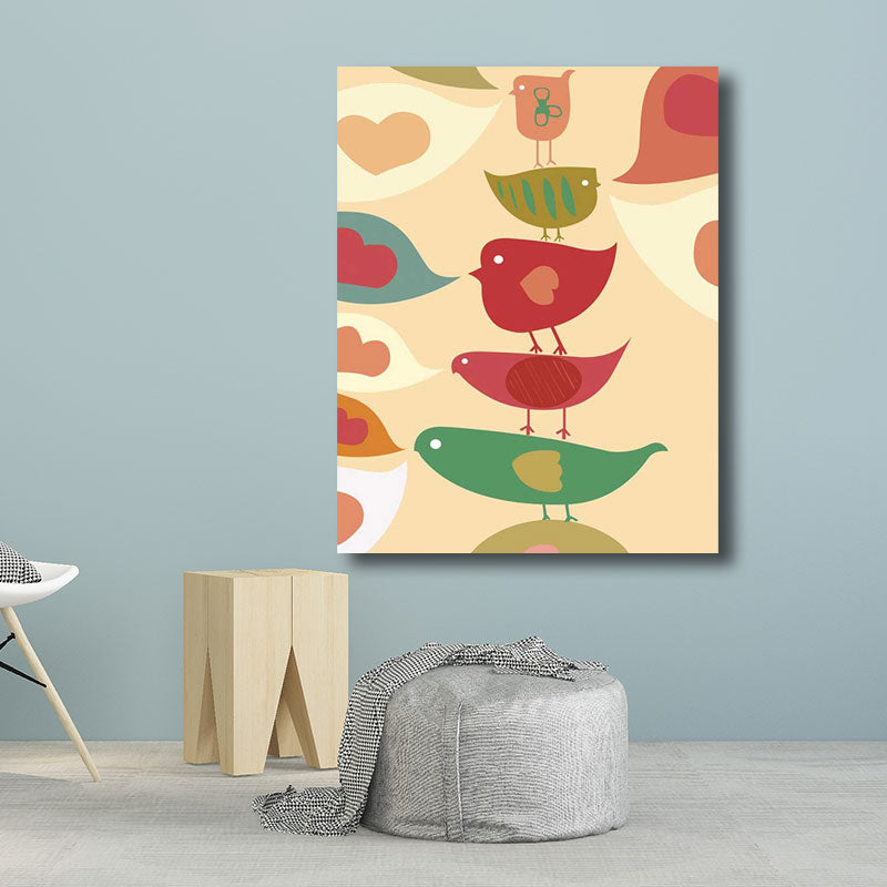 Minimalism for Kids Wrapped Canvas Birds Multicolored Wall Art Decor, Multiple Sizes