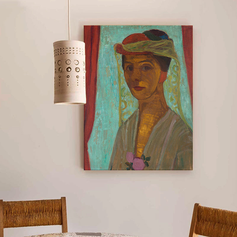 Wanddekoration „Jungfrau und Blume“, strukturierte Vintage-Leinwand für Schlafzimmer, verschiedene Größenoptionen