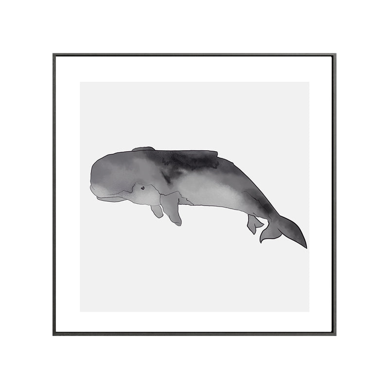 Watercolor Painting Coastal Style Canvas Great Whale in Soft Color, Multiple Sizes