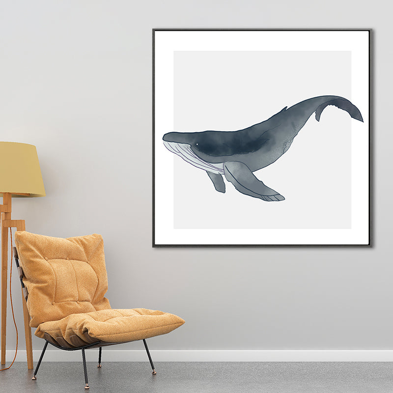 Watercolor Painting Coastal Style Canvas Great Whale in Soft Color, Multiple Sizes