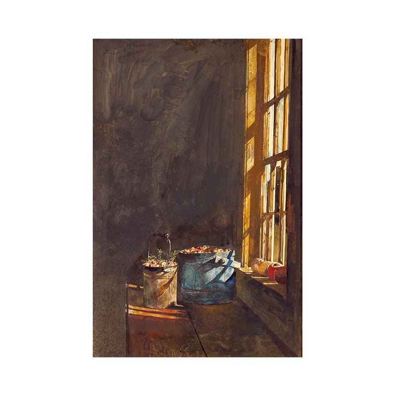 Leinwand strukturierte Wanddekoration Vintage Andrew Wyeth Erdbeere am Fenster Gemälde Kunstdruck