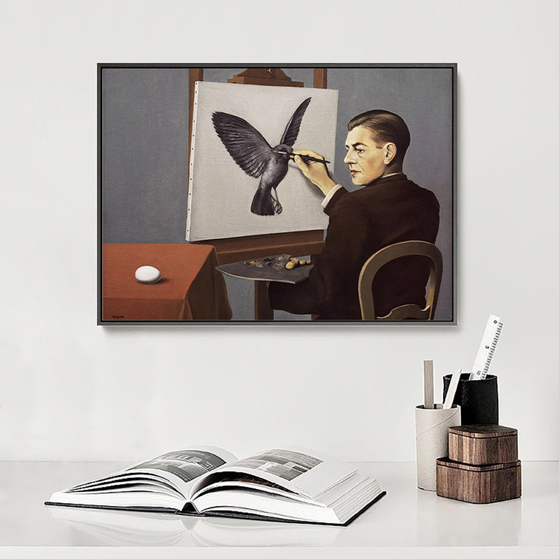 Surrealist Canvas Art Brown Rene Magritte Clairvoyance Painting Wall Decor for Home