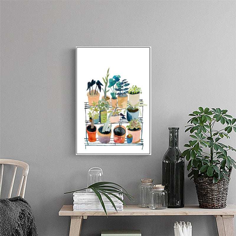 Canvas Decorative Art Print Rural Colorful Potted Plant Paintings, Multiple Sizes