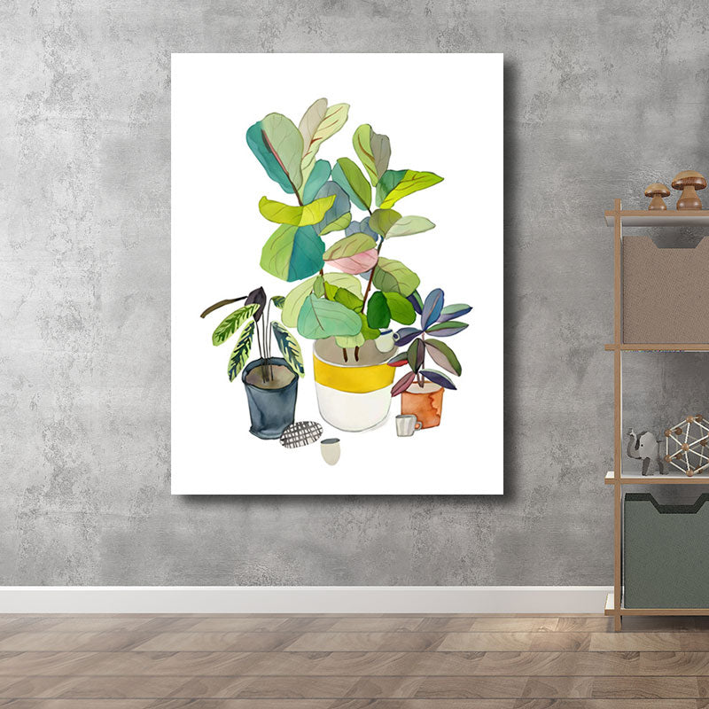 Canvas Decorative Art Print Rural Colorful Potted Plant Paintings, Multiple Sizes
