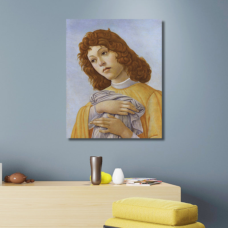 Vintage Figure Painting Wall Art Pastel Color Textured Canvas Print for House Interior