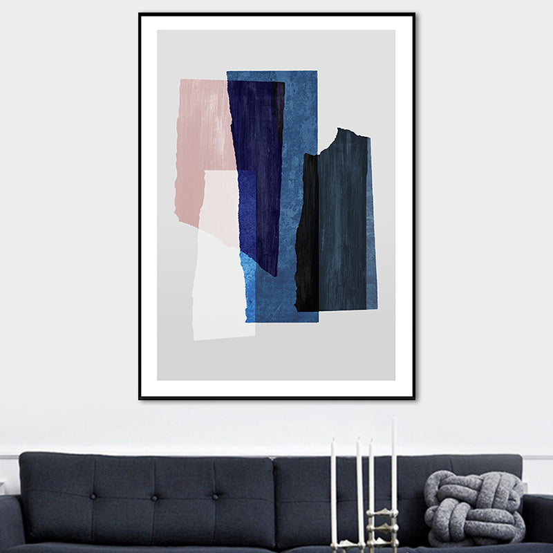 Nordic Overlapping Geometric Painting Canvas Textured Soft Wall Art Decor for Living Room