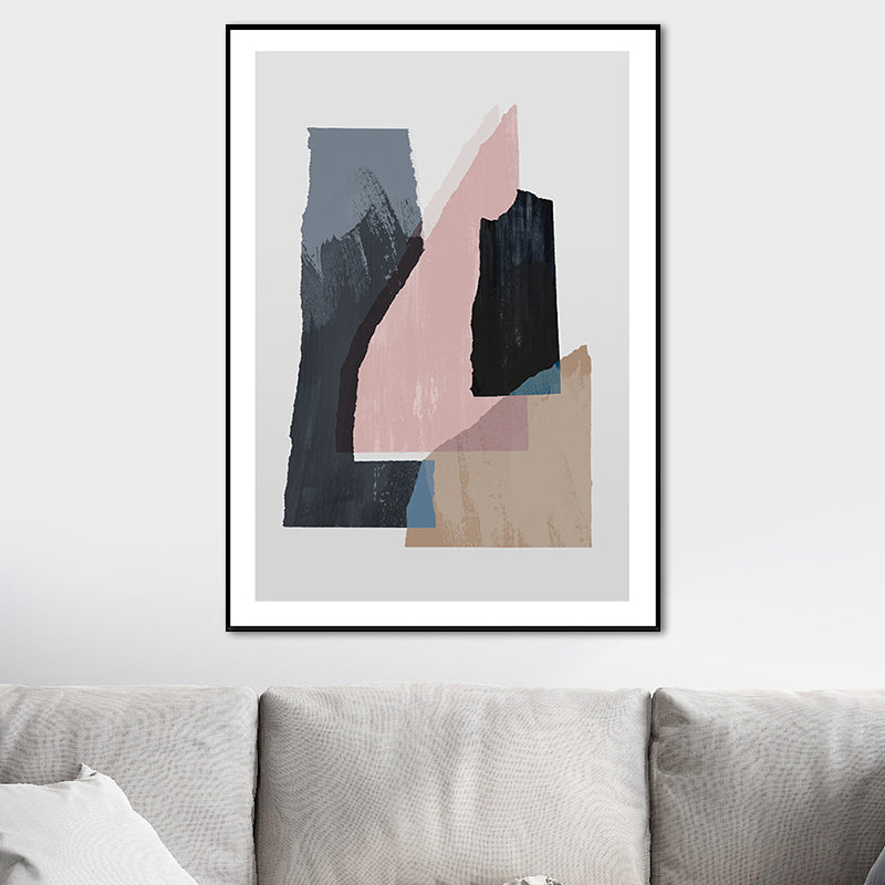 Nordic Overlapping Geometric Painting Canvas Textured Soft Wall Art Decor for Living Room