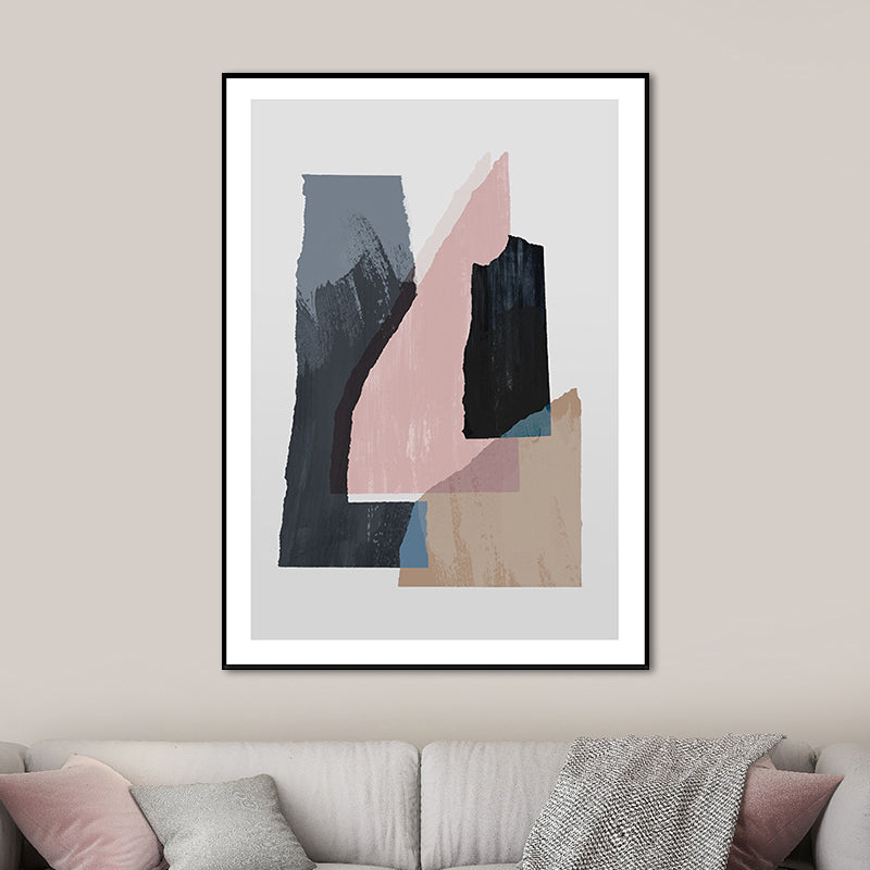Nordic Overlapping Geometric Painting Canvas Textured Soft Wall Art Decor for Living Room