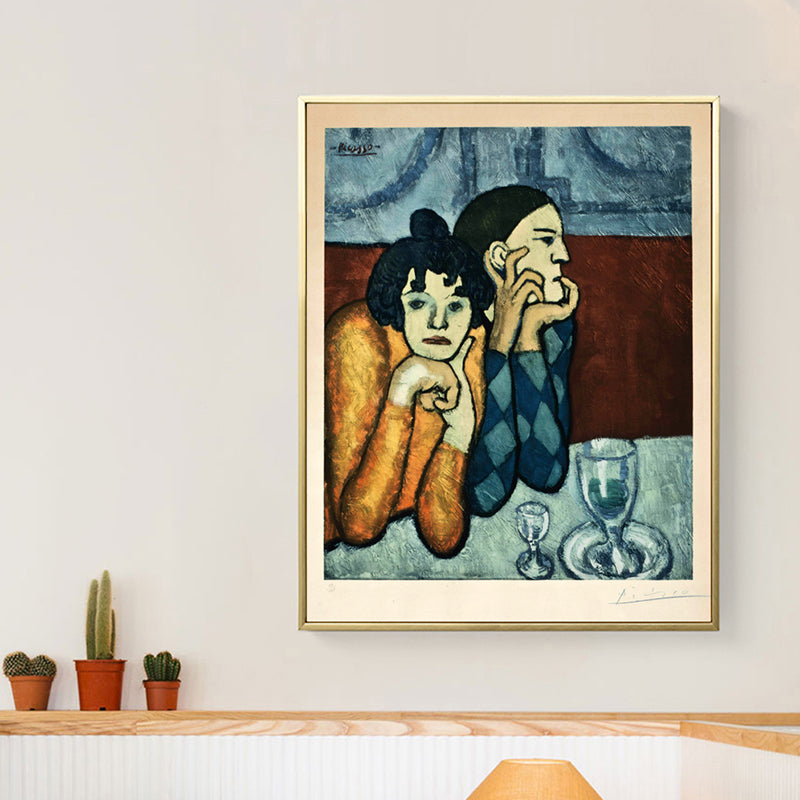 Cubism Pablo Picasso Painting Blue-Yellow Harlequin and His Companion Wall Art