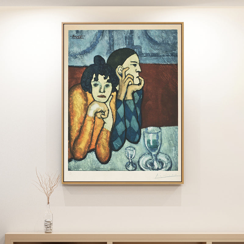 Cubism Pablo Picasso Painting Blue-Yellow Harlequin and His Companion Wall Art