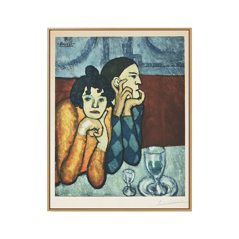 Cubism Pablo Picasso Painting Blue-Yellow Harlequin and His Companion Wall Art