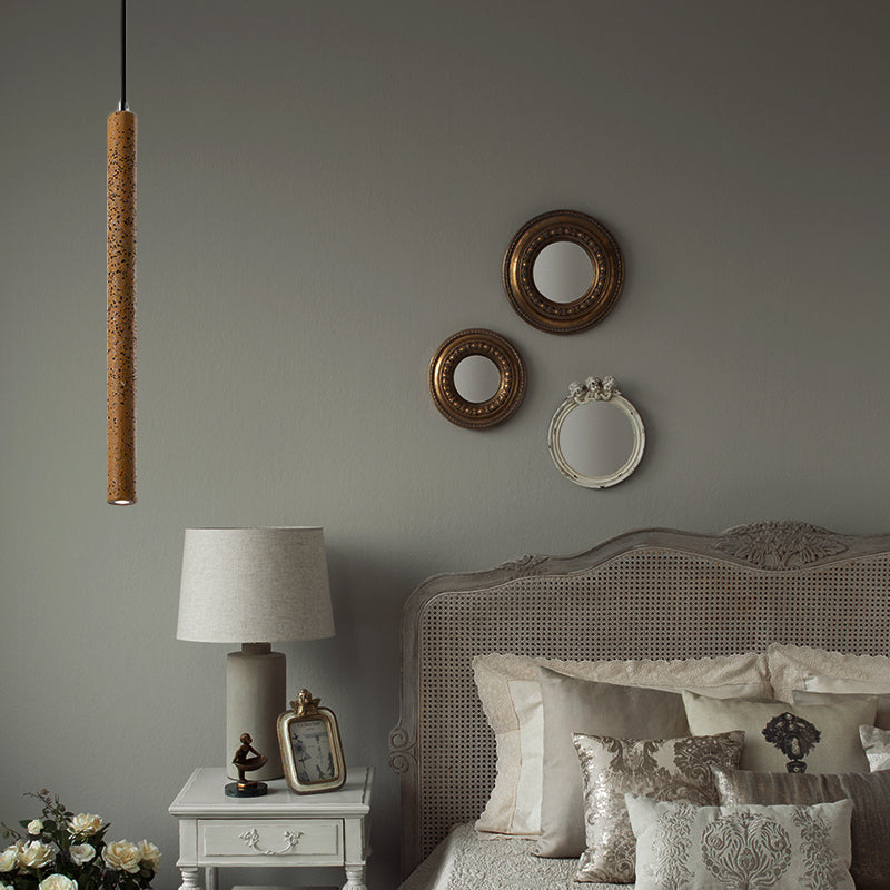 Tube Pendant Lighting Nordic Cement 1 Light Yellow/Blue/Green Hanging Ceiling Light, 12"/21.5"H