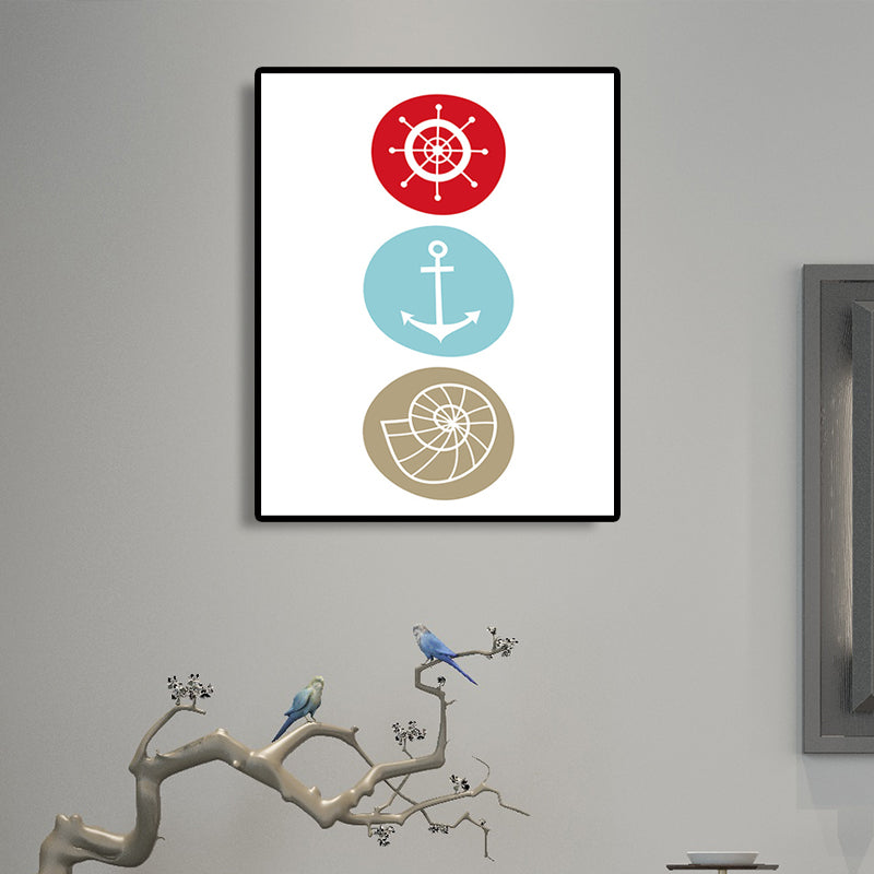 White Rudder and Anchor Canvas Print Decorative Tropical for Great Room Paintings