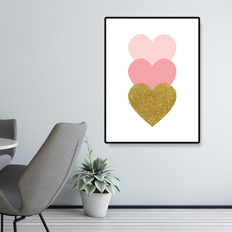 Loving Heart Wall Art Decorative Minimalist for Kids Bedroom Canvas Print in Pink