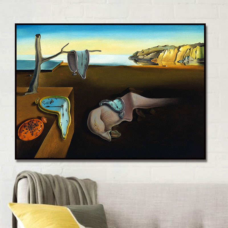 Surreal Salvador Dali Wall Art Brown the Persistence of Memory Painting for Home