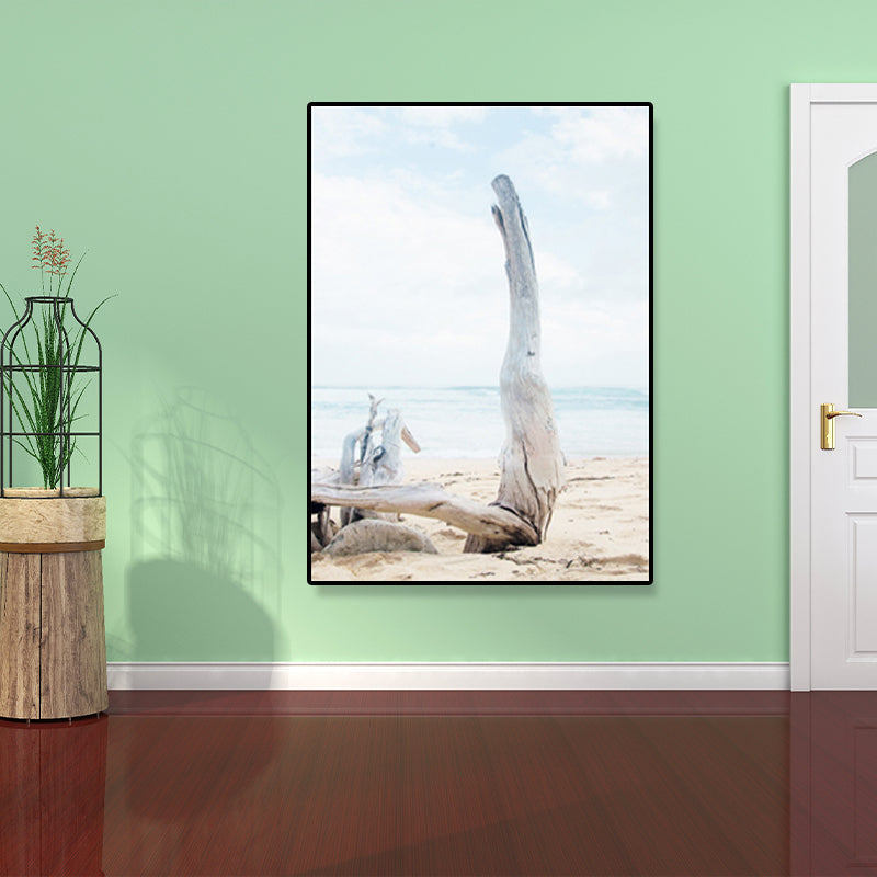 Coastal Trunk on Beach Canvas Art Blue Home Wall Decor for Parlor, Multiple Sizes