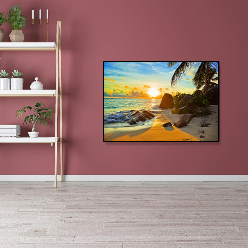Coastal Beach Scenery Paintings Light Color Wrapped Canvas, Multiple Size Options