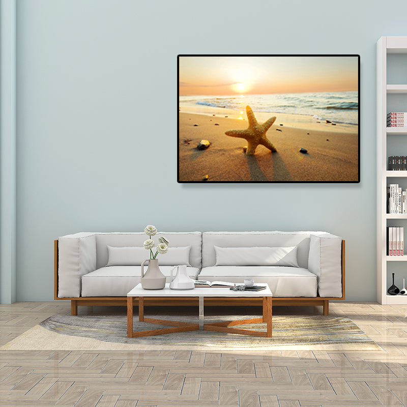 Coastal Beach Scenery Paintings Light Color Wrapped Canvas, Multiple Size Options
