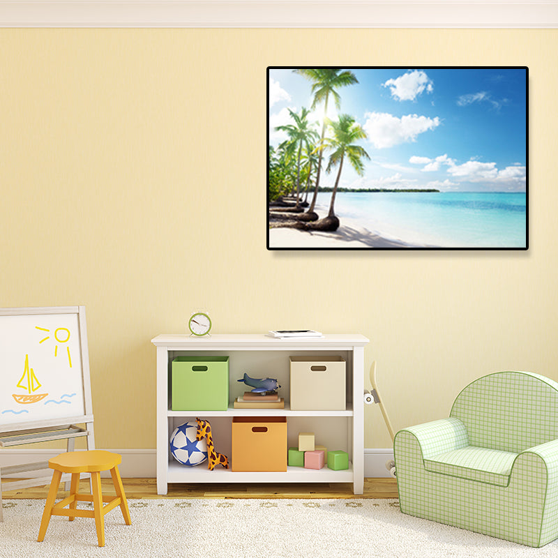 Coastal Beach Scenery Paintings Light Color Wrapped Canvas, Multiple Size Options