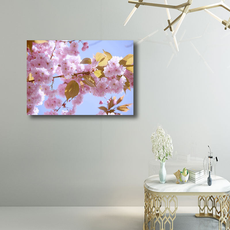 Heller Sakura-Leinwanddruck, florale Schlichtheit, Heim-Wand-Kunst-Dekor für das Wohnzimmer